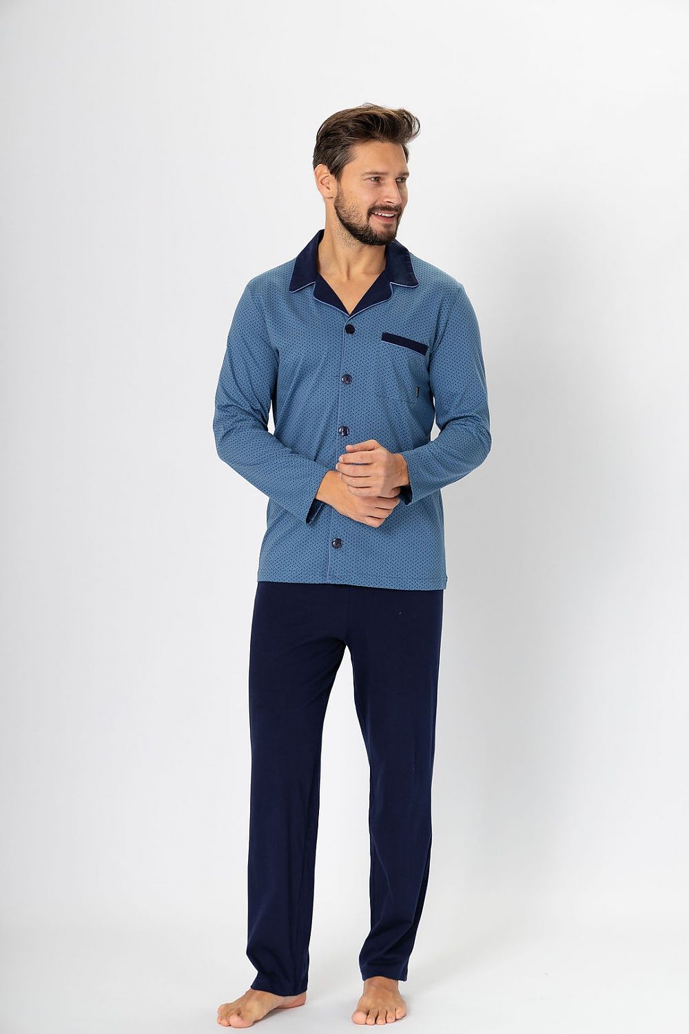   Piżama Męska Model Norbert 670 Jeans/Navy - M-Max 