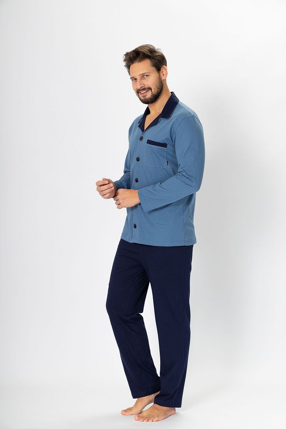   Piżama Męska Model Norbert 670 Jeans/Navy - M-Max 