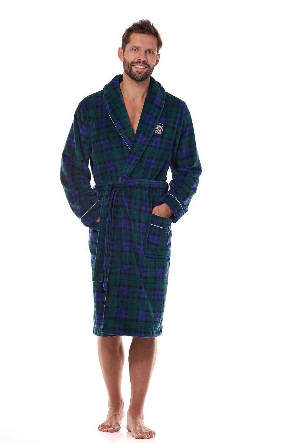   Szlafrok Męski Model Hero Long 2455 Granatowy - L&L collection 