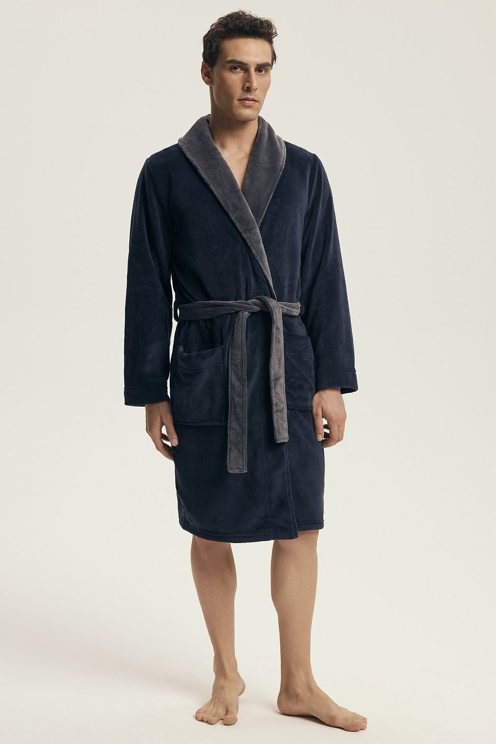   Szlafrok Męski Model Nocturn 43378-59X Navy - Henderson 