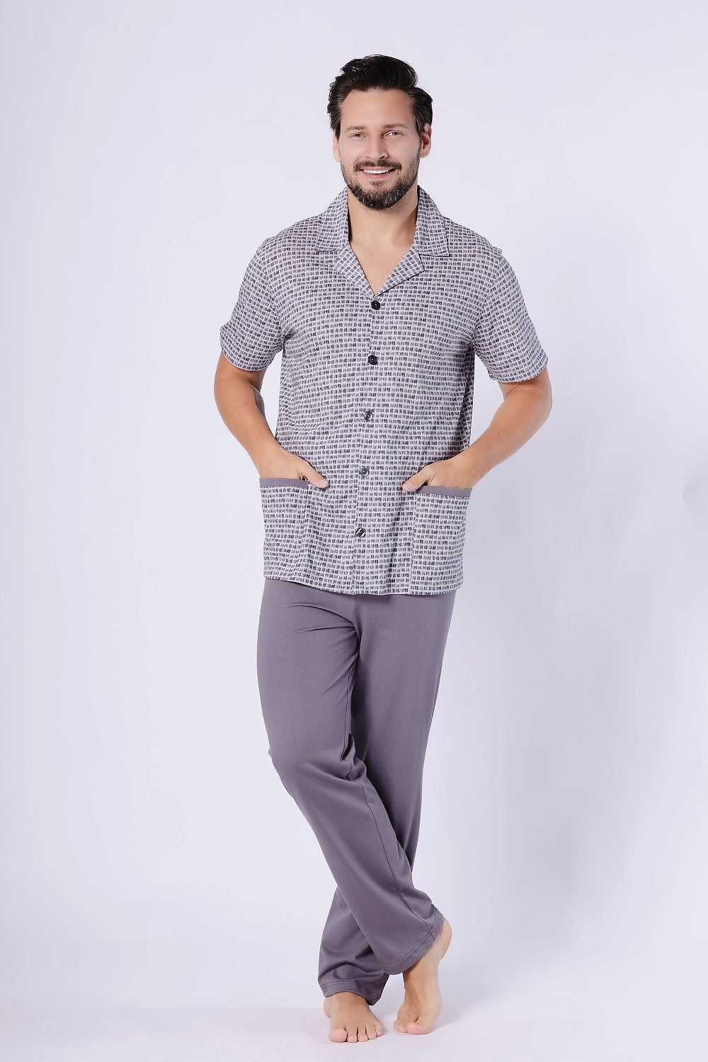   Piżama Męska Model Kacper 1747 Stal - M-Max 